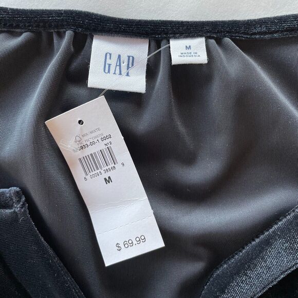 NWT Gap Women's Velvet Tiered Mini Dress with 3/4 Sleeves in Black Size M - Picture 6 of 11